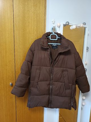 Chaquetón acolchado marrón mujer