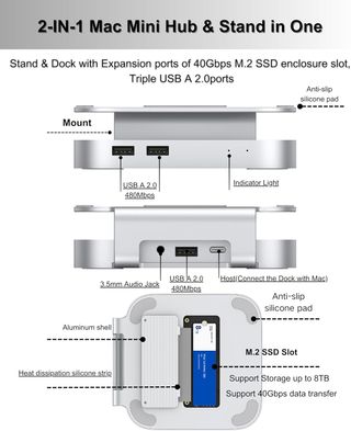 Base Mac Mini USB 4 SSD Nuevo