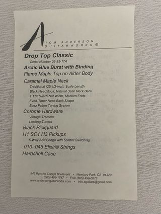Guitarra Tom Anderson Drop Top Classic