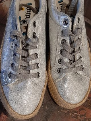 Zapatillas bajas esparto plateadas