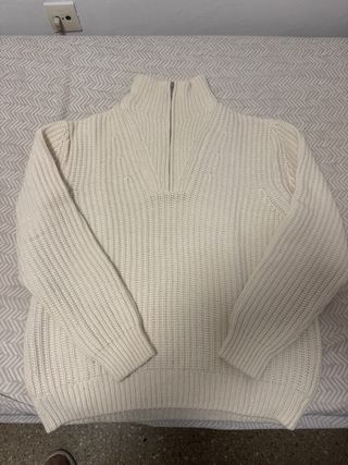 Jersey Zara cuello alto cremallera blanco T/L