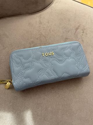 Cartera Tous azul y dorada