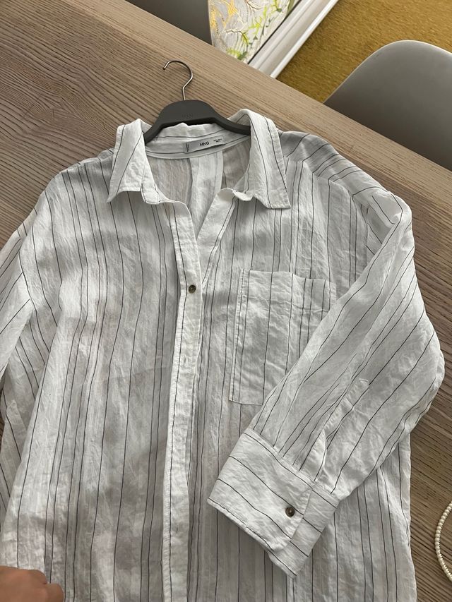 Camisa MNG blanca rayas