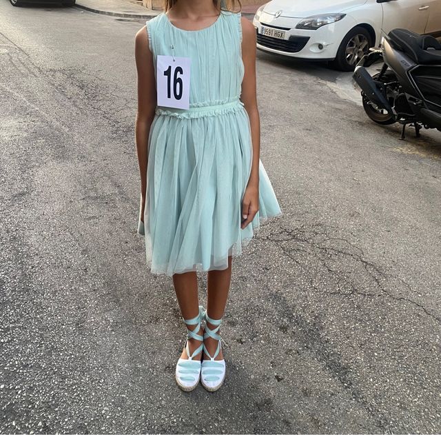 Vestido de tul verde menta