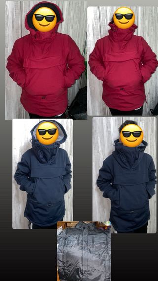 Cazadora de invierno azul, roja y negra 