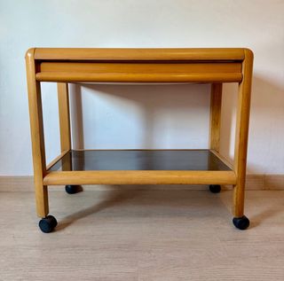 Mesita auxiliar madera y cristal