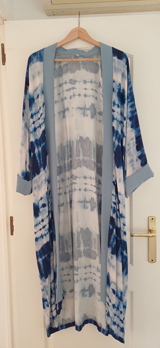 Caftán Boutique Azul y Blanco Talla Única