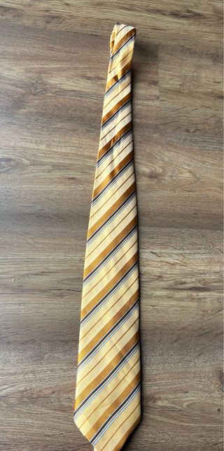 Corbata Hugo Boss Rayas Marrón y Dorado