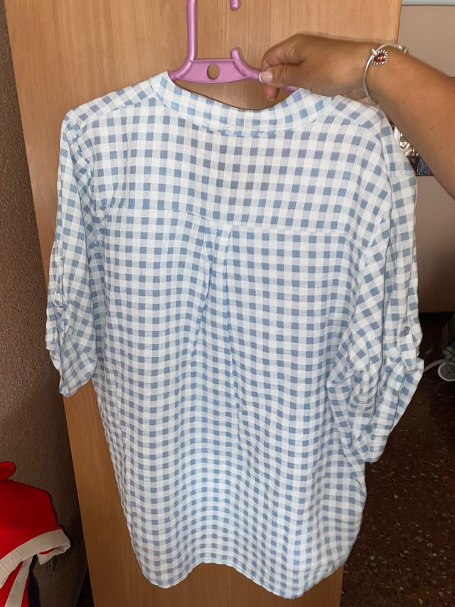 Camisa cuadros azul y blanco