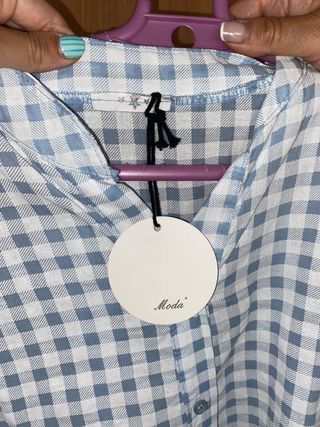 Camisa cuadros azul y blanco