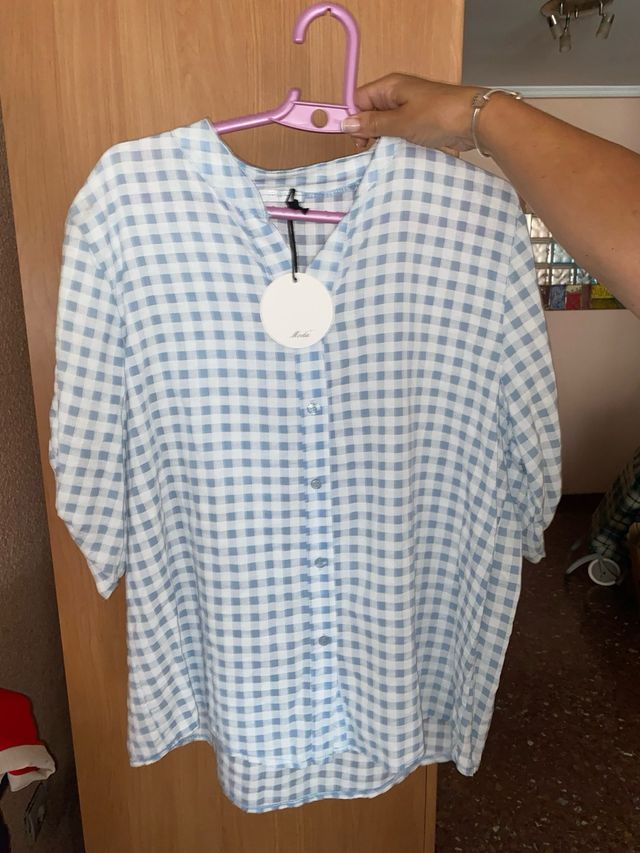 Camisa cuadros azul y blanco