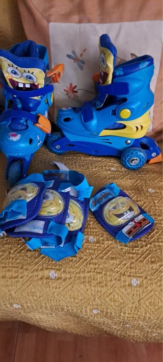 Patines y protecciones  bob esponja
patines rojos 