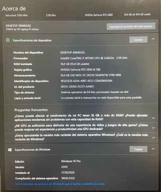 HP OMEN 17-CB1003NS i7/16GB/1TB SSD/RTX 2060