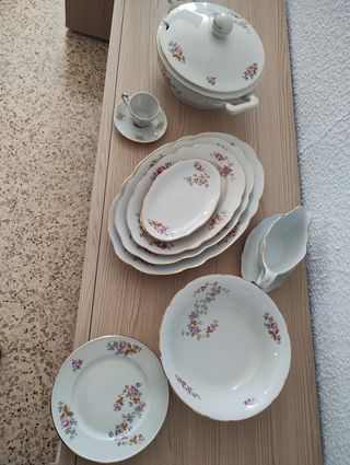 Vajilla Santa Clara Porcelana Flores Dorada