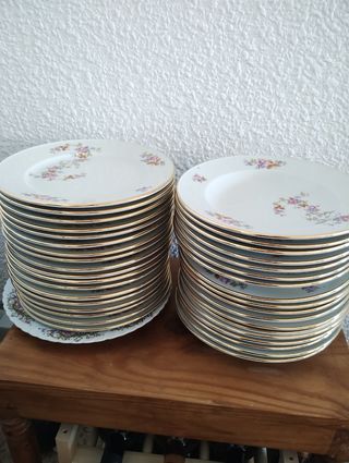 Vajilla Santa Clara Porcelana Flores Dorada