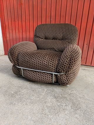 Poltrona vintage design moderno tessuto metallo