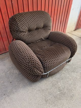 Poltrona vintage design moderno tessuto metallo