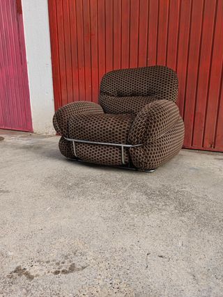 Poltrona vintage design moderno tessuto metallo