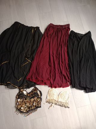 Faldas danza del vientre negras y rojas