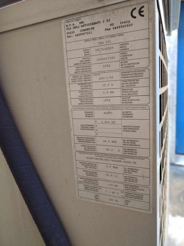 Grupo refrigerador MTA TAE TA T030/HE