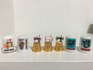 Colección de 7 dedales de costura