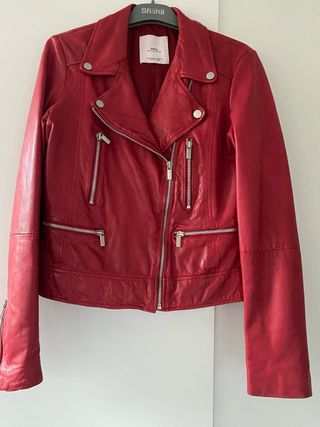 Cazadora Piel Roja Mango Talla S