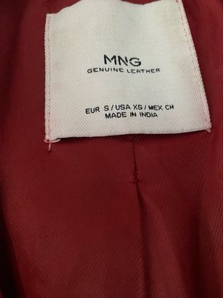 Cazadora Piel Roja Mango Talla S
