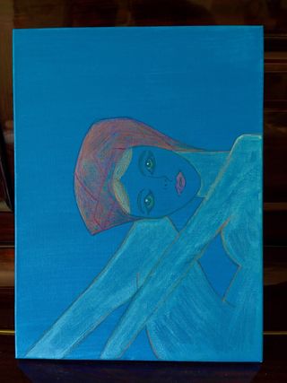 Quadro astratto donna blu  Titolo : Gaza