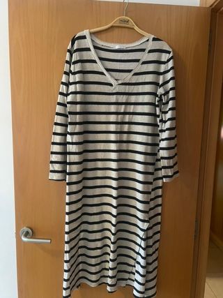 Jersey largo rayas beige y negro