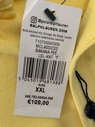 Polo Ralph Lauren Camisa Manga Larga Amarilla XL
