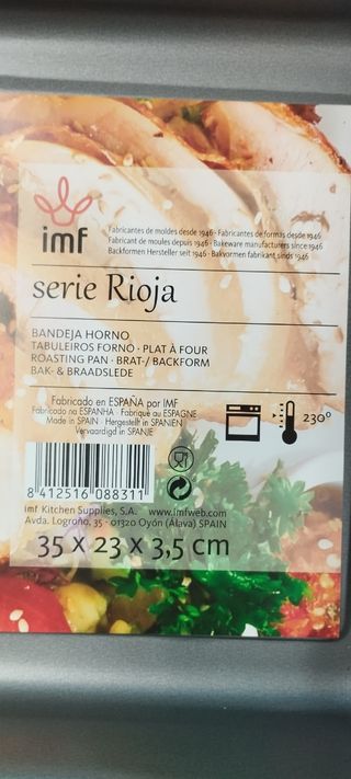 Bandeja Horno  35x23x3,5cm NUEVO A ESTRENAR