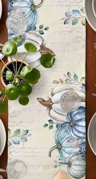 Runner da Tavola Zucca Azzurra 33x90cm