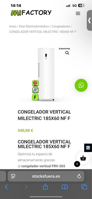 Congelador Vertical MILECTRIC 185x60