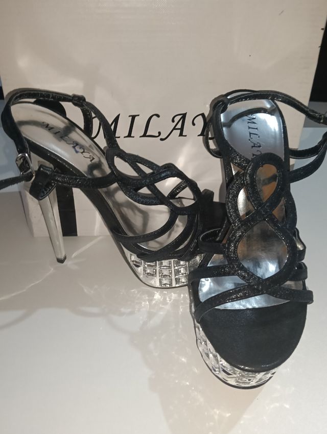 Zapatos MILAYA Tacón Plataforma Pedrería