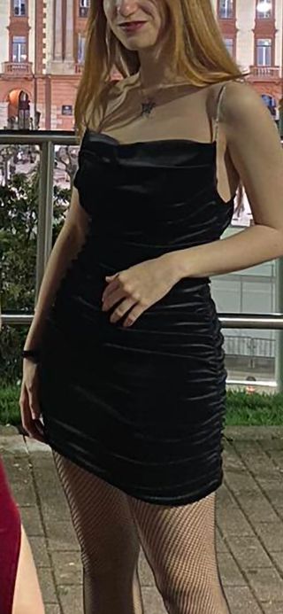 Vestido negro corto tirantes brillantes Talla S
