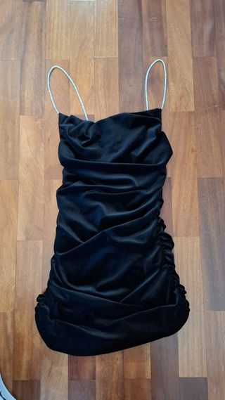 Vestido negro corto tirantes brillantes Talla S