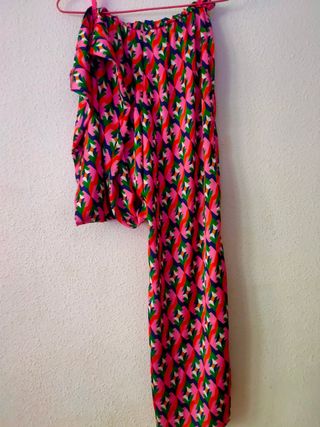 Pantalón ancho estampado multicolor