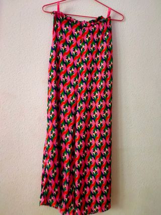 Pantalón ancho estampado multicolor
