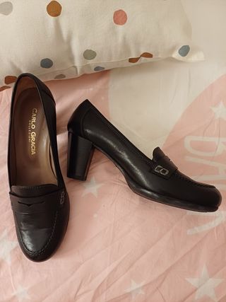 Mocasines piel con tacón suela cómoda CARLO GRACIA