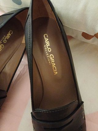 Mocasines piel con tacón suela cómoda CARLO GRACIA