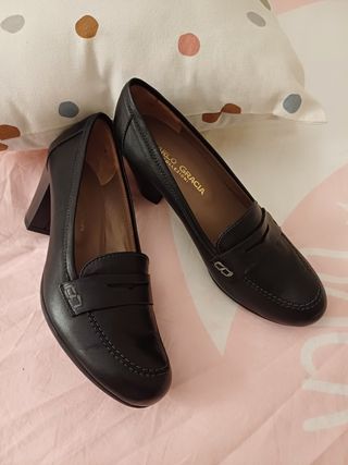Mocasines piel con tacón suela cómoda CARLO GRACIA