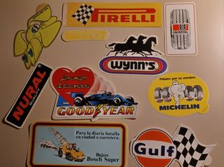 Lote 10 Adhesivos Coches Años 80 Neumáticos