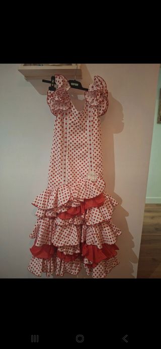 Traje Flamenca Rojo y Blanco Lunares