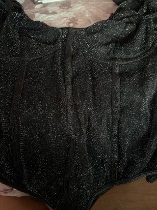 Body brillante negro plateado fiesta