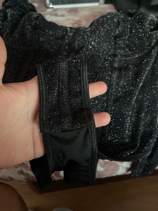 Body brillante negro plateado fiesta
