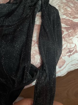 Body brillante negro plateado fiesta