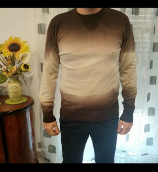 Maglia uomo sfumata beige/marrone