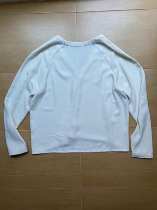 Blusa Zara Blanca Botones Negros Talla XL