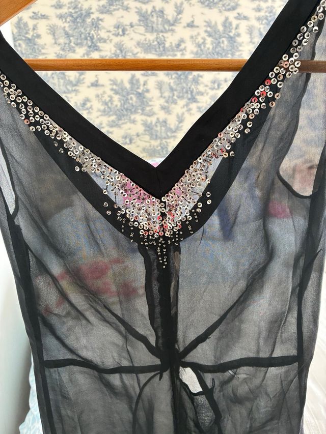 Vestido gasa seda negro