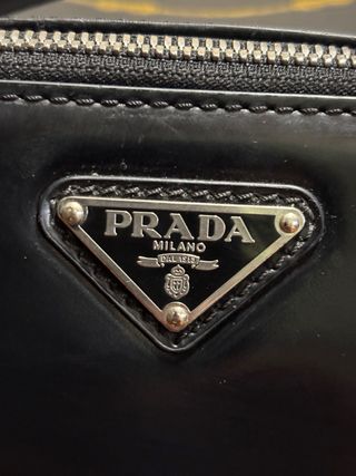 Bolso Bandolera Prada Brique Piel Cepillada Negro